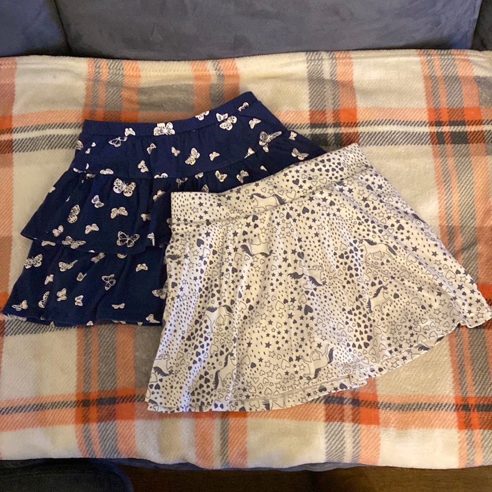 2 Girls Size 8 Cotton Skirts with Built in Shorts